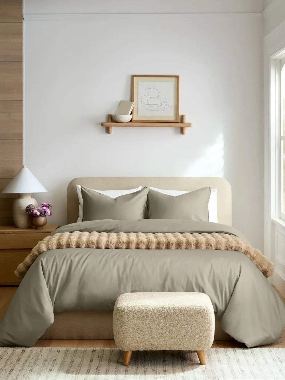 Organic Cotton Sateen Comforter in Dried Sage- Full/Queen